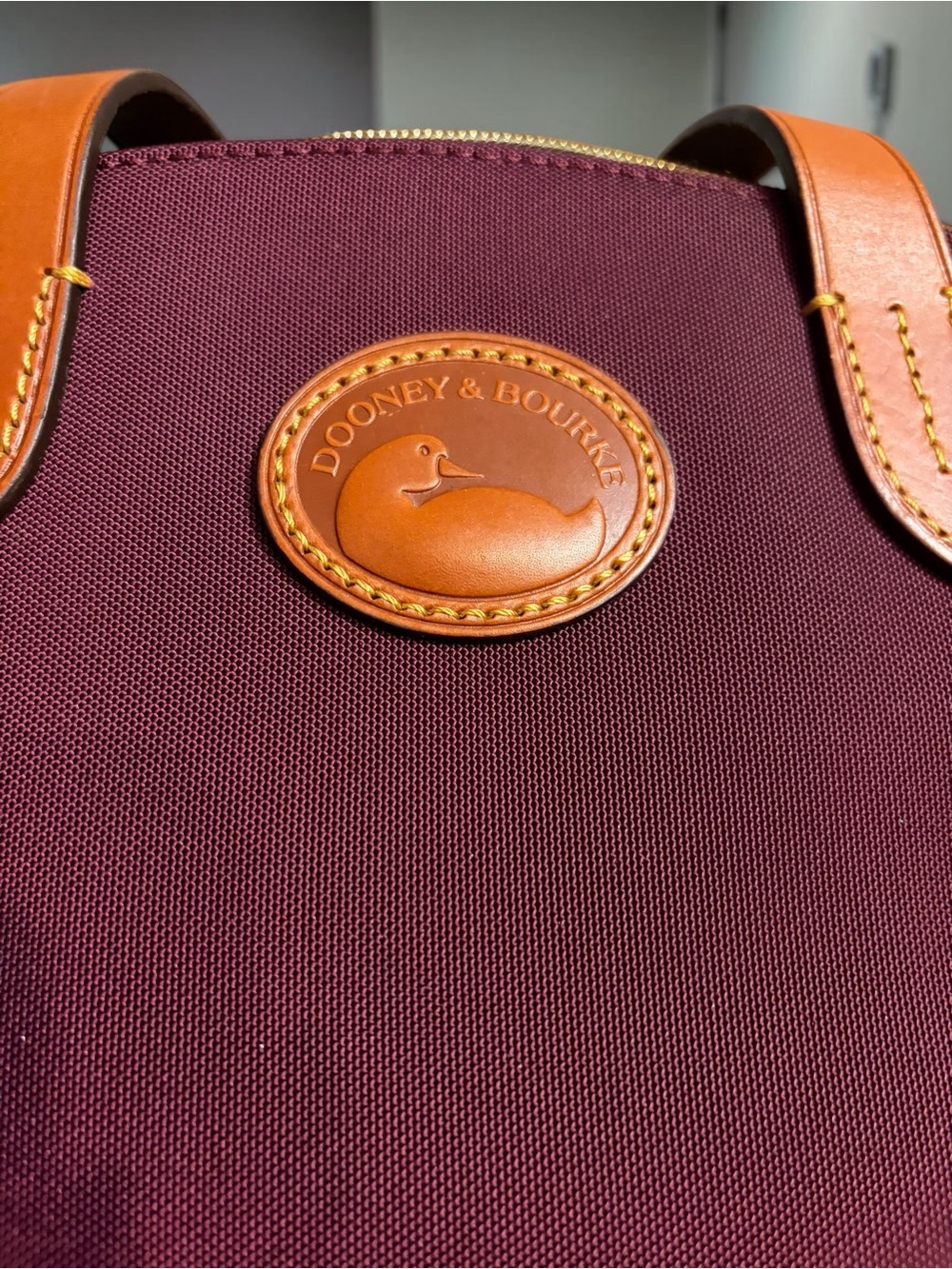 Dooney & Bourke Plum Tote with Tan Leather Trim - Picture 2 of 5